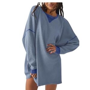 NEW Womens Tunic Tops Color Block Crew Neck Long Sleeve Shirts Oversized